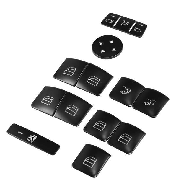 Unique Bargains Car Front Rear Left Right Door Armrest Window Switch Button Cover Sticker Set Black for Mercedes-Benz E550 2010-2015