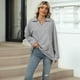 thumbnail image 5 of Camisetas para Mujer, de Larga, con Banda en la Parte Inferior, Informales, de Negocios, con Cuello en V Gris XXL, 5 of 10