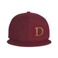 thumbnail image 3 of ZICANCN Alphabet D Pattern Baseball Caps, Trucker Hats for Men And Women, Adjustable Breathable Flat Caps, Dark Red, 3 of 6