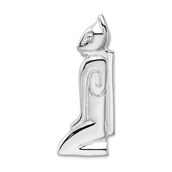 925 Sterling Silver Rhodium Plated Polished Marco Island Cat Slide 26.5mm long Pendant Necklace for Women