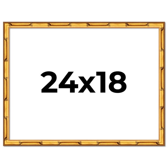 24x18 Frame Gold Bamboo Solid Wood Picture Frame | 0.75 Inch Moulding Width | Interior Frame Depth