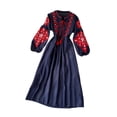 thumbnail image 3 of Vestido bohemio de manga larga perfecl para mujer holgado bordado pesado azul, 3 of 8