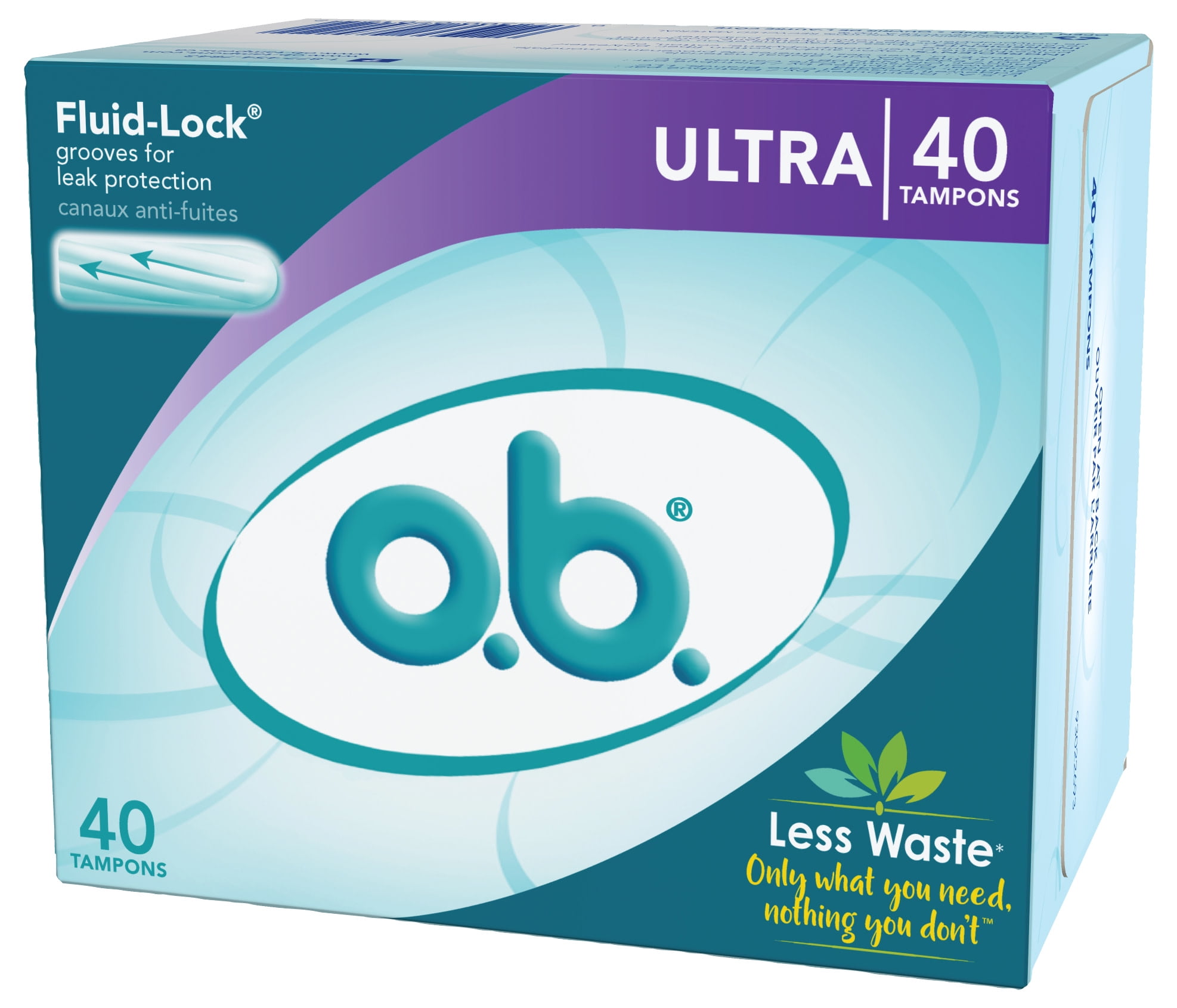 O B Original Applicator Free Tampons Unscented Ultra 40 Ct
