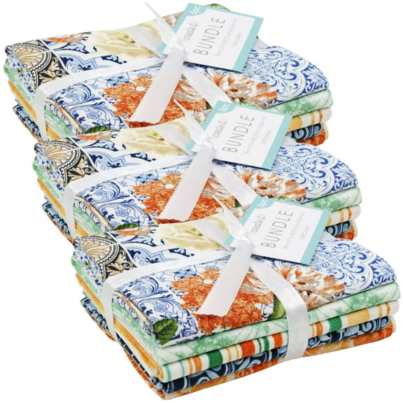 Create It 18" x 21" Cotton Floral Tiles Precut Sewing & Craft Fabric Bundle, Multicolor 15 Piece