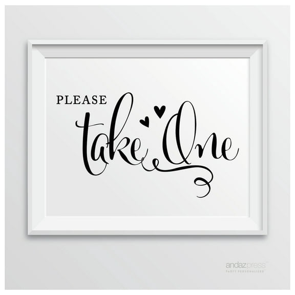 Please Take One Formal Black & White Wedding Party Signs