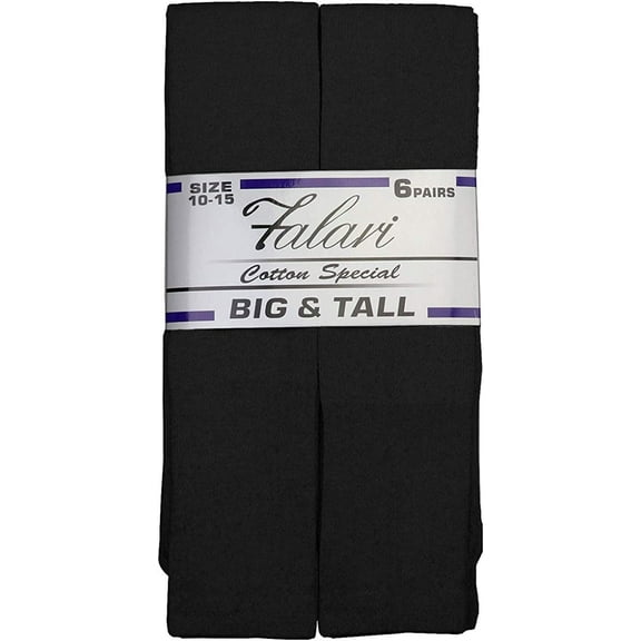 6 Pairs Men's Athletic Sport Tube Socks 10-15 Over the Calf - Big & Tall 10-15 Big & Tall Over-the-Calf (31") Black (31")
