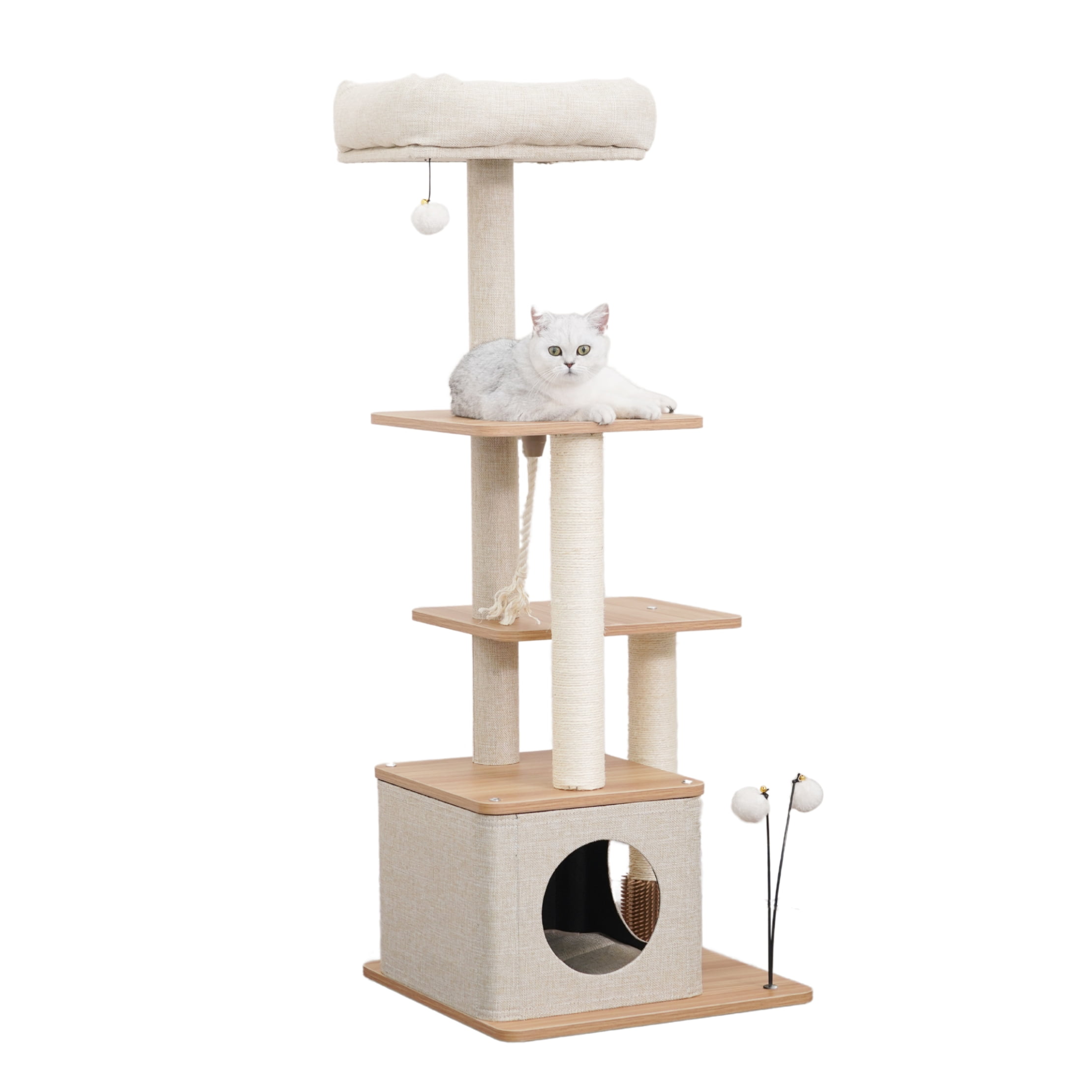 Vibrant Life 5-Level 50" Multi-Functional Cat Tree with Condo Perch  Sisal Posts, Beige