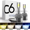 thumbnail image 2 of Bombillas LED para faros delanteros de coche, luces de 9005 K, 9006 K, 3000K, COB, C6, H7, H11, H4, Hi/Lo, H1, H3, H8, HB1, HB3, HB4, HB5, HIR2, H13, H27, 6000, 8000, 2 of 6