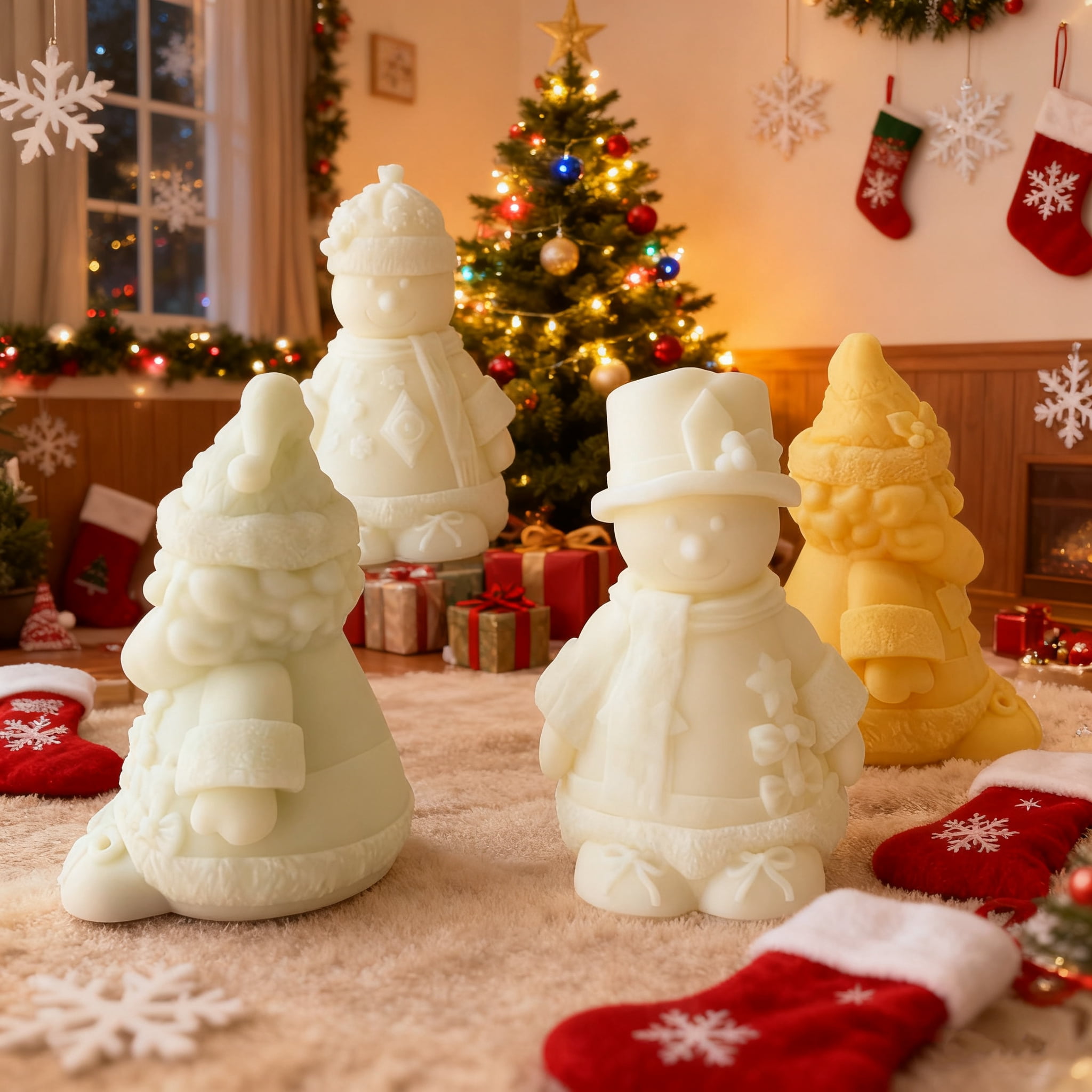 JDH 2PCS Christmas Mold Christmas Snowman Aromatherapy Candle Silicone Molds Resin Casting Mould for DIY Candle Making Polymer Clay Craft Plaster Christmas Home Desktop Decoration