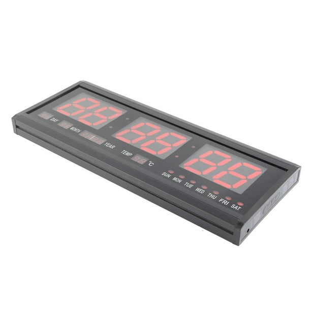 Reloj Digital Grande ANGGREK Temporizador de Pared LED con Batería Calendario Temperatura Color Rojo