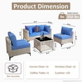 thumbnail image 5 of Ovios 5 Pieces Outdoor Patio Furniture Wicker Conversation Sectional with High-Back & Solar Lamps Coffee Table for Backyard, 5 of 5