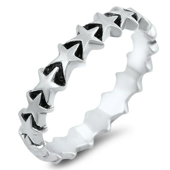 Eternity Star Ring .925 Sterling Silver Band Jewelry Female Male Unisex Size 5
