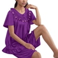 thumbnail image 3 of asjyhkr Womens Pajama Sets 2 Piece Lace Crew Neck Short Sleeve Sleep Dress High Waist Shorts Set Plush Soft Breathable Solid Color Homewear Pjs, 3 of 4