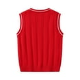 thumbnail image 4 of CCRFTGI Boy Girls Sweater Vest for Size 4-12 Fashion Knit Vest Comfort Uniform Vest Soft Fall Winter Pullover Red 8-9Y, 4 of 9