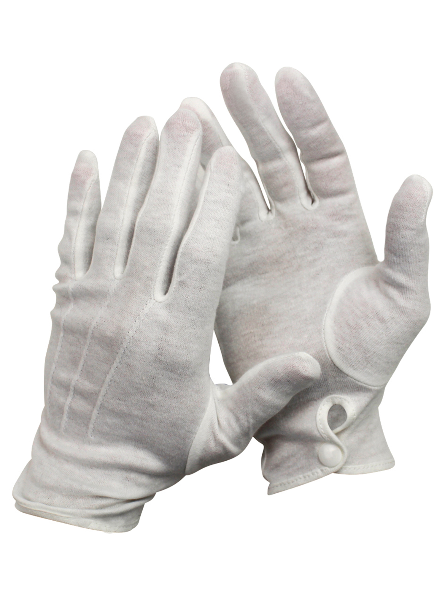 Mens White Stretchy Cotton Gloves With Snap