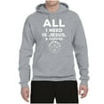thumbnail image 2 of Wild Bobby All I Need is Jesus & Coffee Inspirational/Christian Unisex Graphic Hoodie Sweatshirt, Heather Grey, Small, 2 of 6