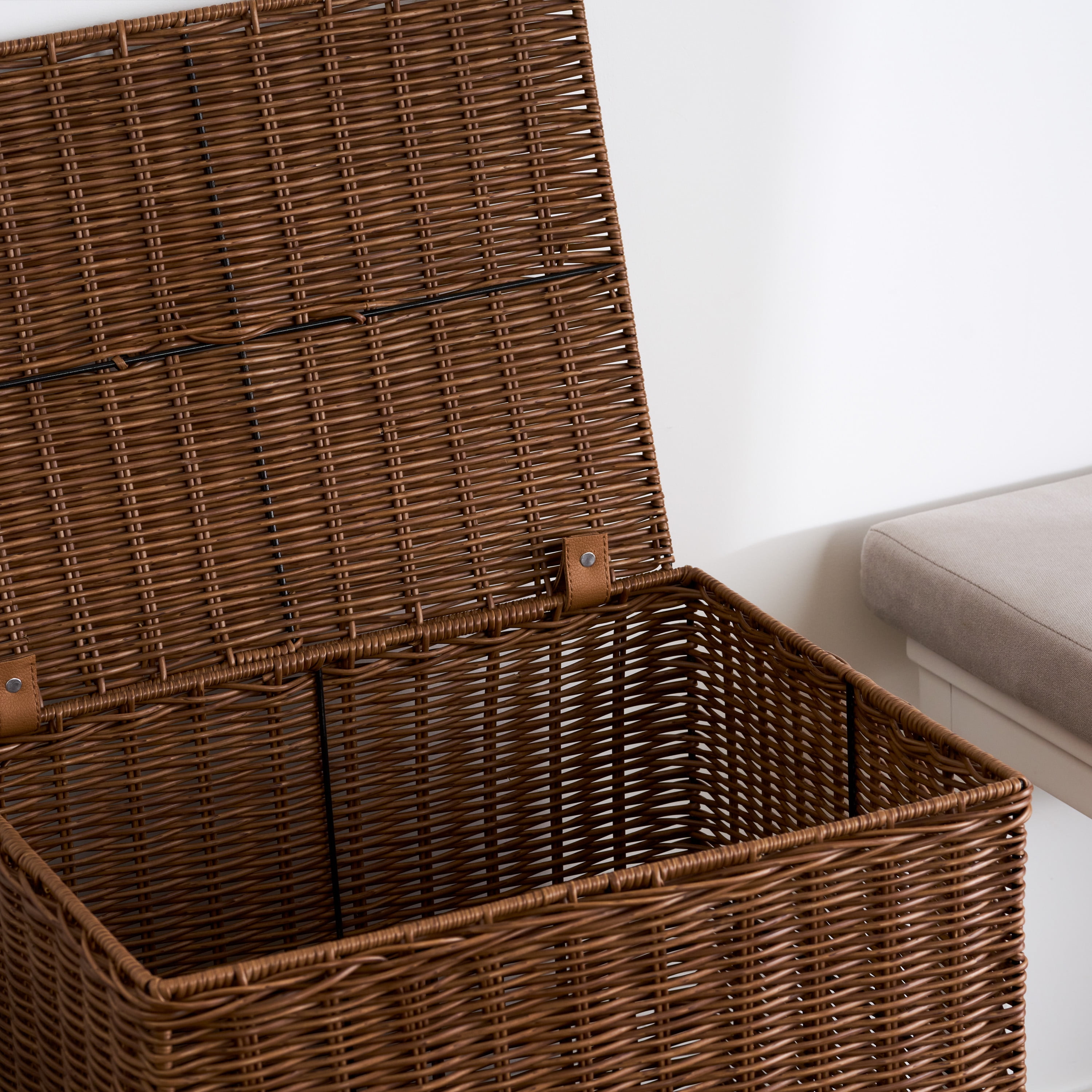 Rectangular Woven Resin Wicker Laundry Hamper - 17.3" x 13.8" x 23.6" - Espresso Brown