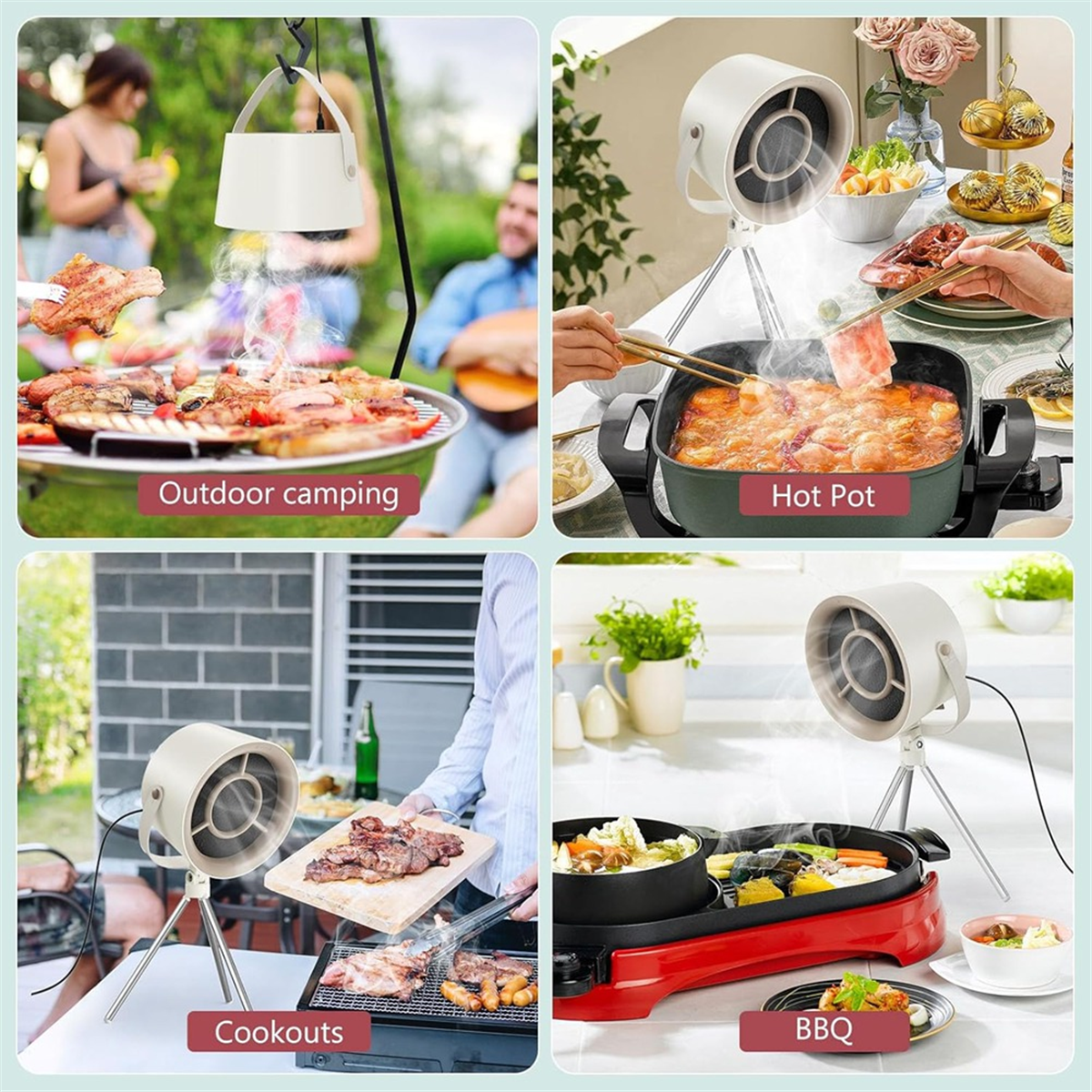 Portable Range Hood Kitchen Exhaust Fan Desktop Range Hood for Cooking with 3 Speed for Indoor BBQ Hot Pot,Gray-Black