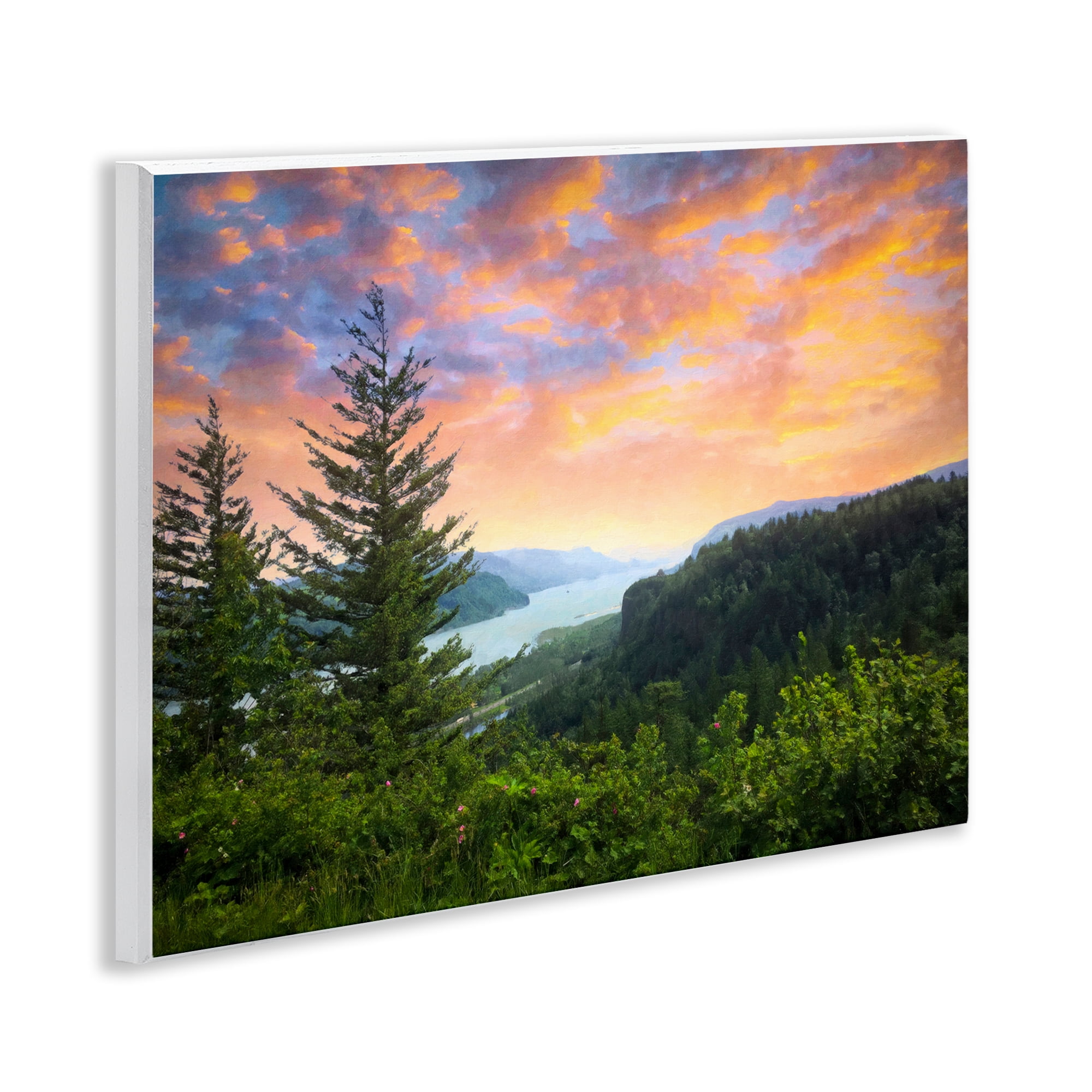 Stupell Industries Scenic Overlook at Sunset Landscape & Nature Painting Unframed Art Print Wall Art, 14 x 11
