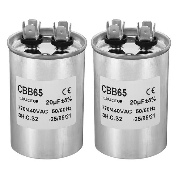 Uxcell CBB65 20uF Run Capacitor,20mfd 2Pcs AC 370/440V Aluminum Case with 2 Terminal