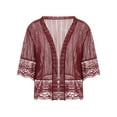 thumbnail image 5 of Caitzr Women's Casual Lace Cardigan Summer Lightweight Crochet Floral Short Sleeve Shrugs Mesh Sheer Bolero Cover Up, 5 of 8