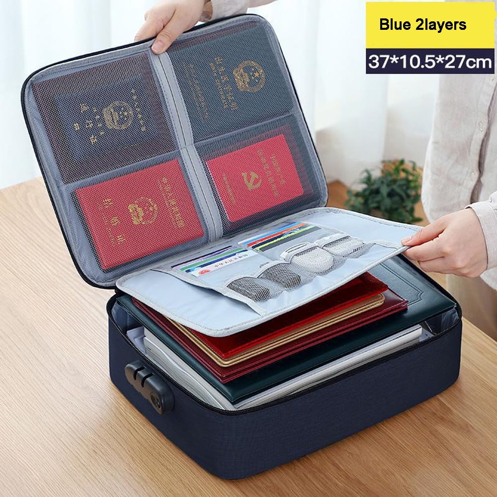 Laptop Files Upgraded Document Organizer Bag Fireproof Document Box with Lock Multi-Layer Portable Office Home Travel Document Organizer Storage For Passport Certificates 