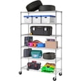 thumbnail image 1 of REKHHY  6-Tier Wire Storage Shelves with Wheels | 18x48x78 | Black | Adjustable Racks | Heavy-Duty Metal Shelf, Holds Upto 600 lbs | No-Tool Assembly | Ideal for Home & Garage Shelving,Chrome, 1 of 6