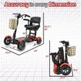 thumbnail image 3 of Foldable Electric Medical Scooter for Seniors and Adults with Adjustable Handlebar & Free Front Basket - Matte Red, 3 of 9