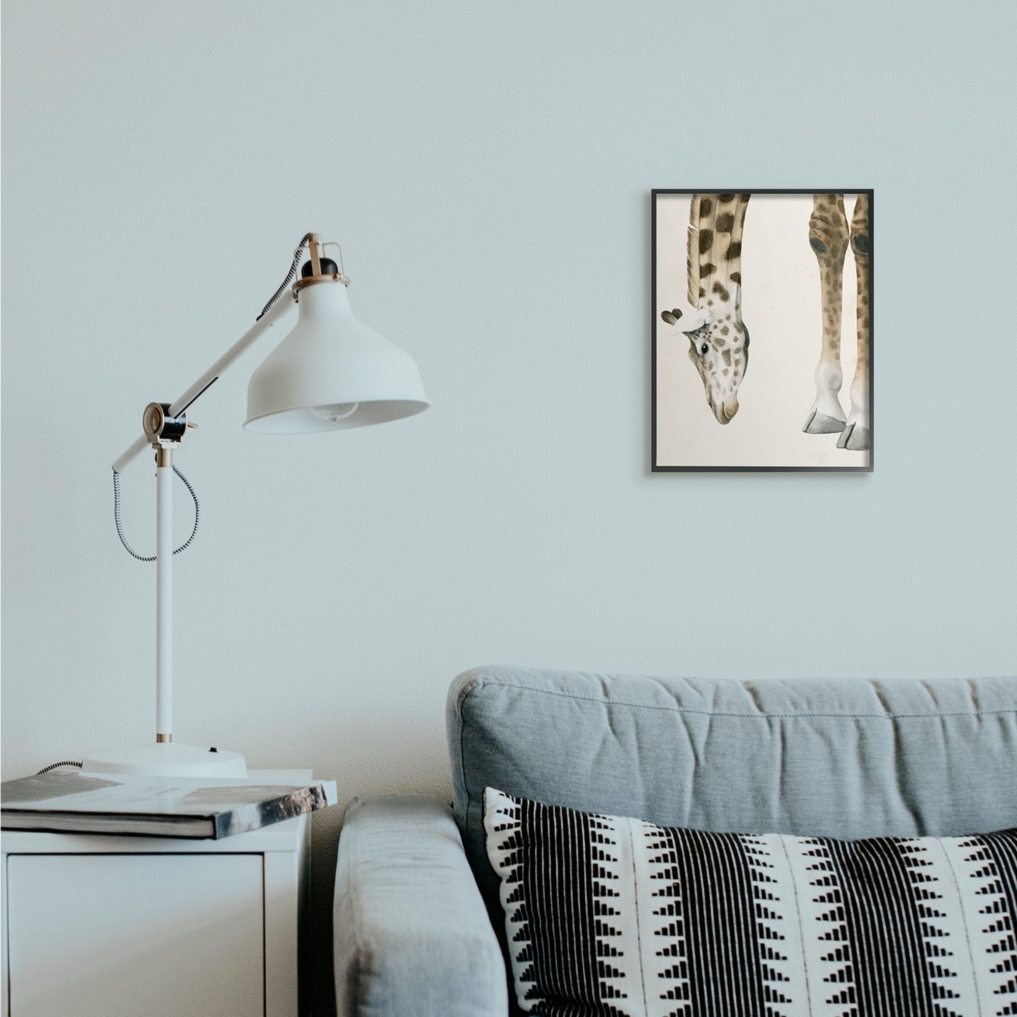 Stupell Industries Giraffe Grazing Safari Animal Hoof Detail Black Framed by Grace Popp