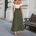 thumbnail image 3 of RFQWOVSR Women Flowing A-Line Maxi Skirt Slit Tie Waist Solid Color Elastic Waistband Lightweight Boho Summer Beach Casual L, 3 of 6