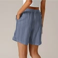 thumbnail image 3 of biudgviw Women's Casual Striped Shorts Summer Loose Wide Leg Shorts Drawstring Elastic Waist Shorts with Pockets Beach Vacation Clothes, 3 of 5
