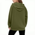 thumbnail image 4 of Dwellite Zip Up Hoodies Women 2025 Fall Winter Oversized Sweatshirs Casual Drawstring Pullover Tops Y2k Clothes Long Sleeve Jackets Army Green M, 4 of 5
