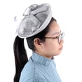 thumbnail image 4 of Elegante sombrero de boda nupcial, gorro de iglesia, accesorios para fiesta de té para mujer, decoración (gris plateado), 4 of 8