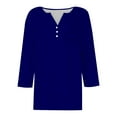 thumbnail image 5 of Breezora Henley Style V Neck Shirt Women Seven Sleeve Button Down Top with Chest Pocket for Casual Outings and Weekend Brunch L Size Dark Blue, 5 of 5