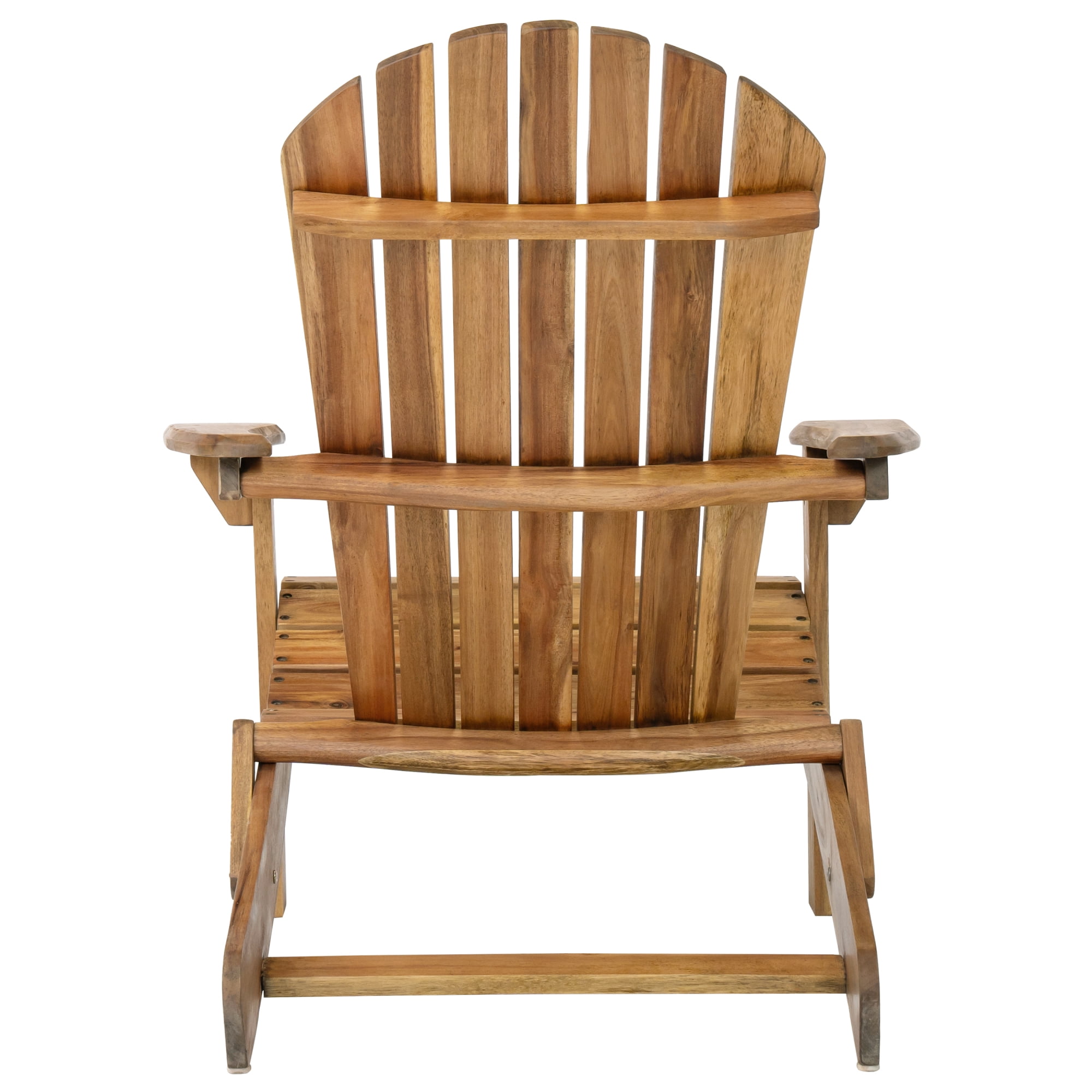 Jopath Folding Adirondack Chair with Slatted Back and Wide Armrests Outdoor Wooden Accent Furniture Lounge Chairs for Patio Garden Teak