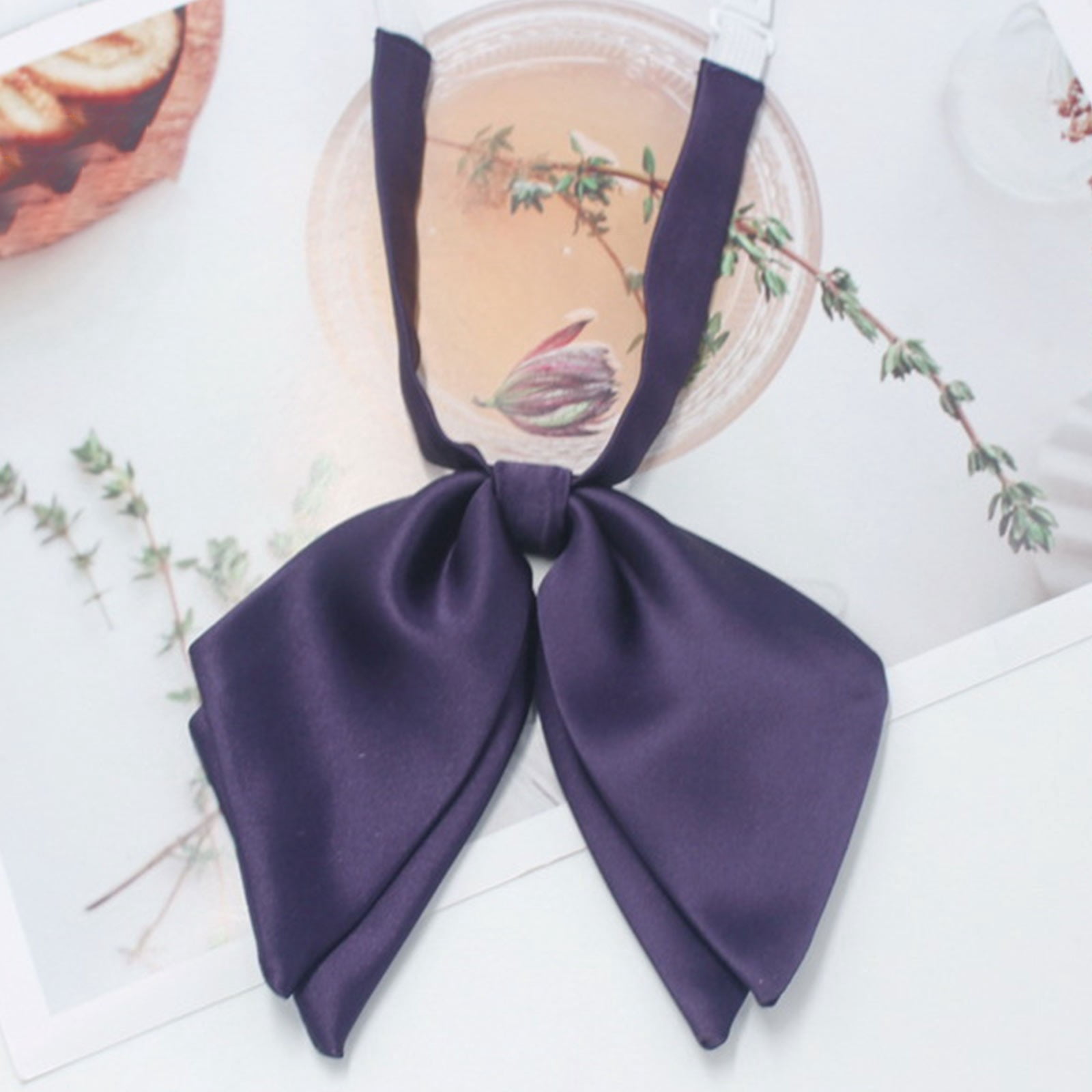 Women's double layer bow tie bow flower new featherless root Japanese college style solid color bright face bow tie