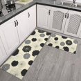 thumbnail image 2 of Geometric Flower and Dahlia Beige Anti Fatigue Kitchen Rugs Set Of 2, Non Slip Washable Decorative Floor Mats for Kitchen Sink Laundry, 17"x30" and 17"x47", 2 of 6