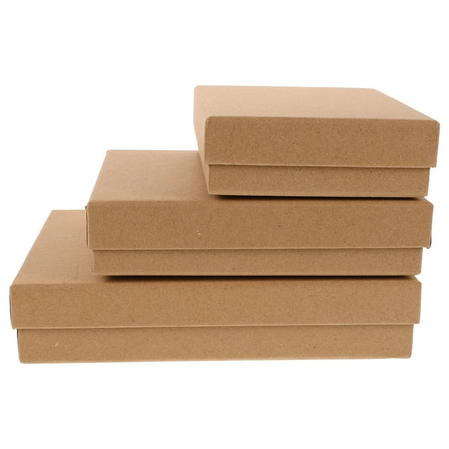 unbranded 3Ud Cajas Kraft Para Regalos Con Para Joyería Y Cosméticos Color Marrón Resistentes