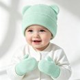 thumbnail image 6 of 6-36 Months Kids Winter Knit Hat and Mitten Set, Cute Bear Ear Beanie for Boys Girls, 6 of 8