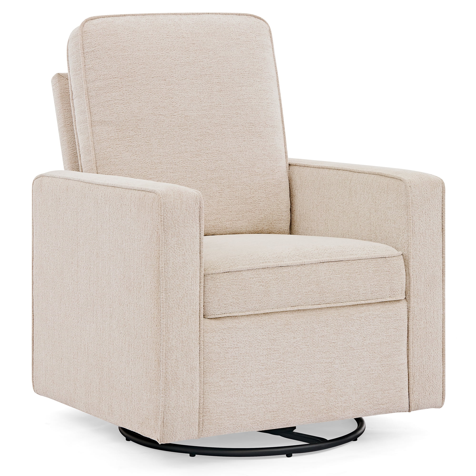 Delta Children Noah Upholstered Swivel Glider with Stain-Resistant Performance Fabric- Greenguard Gold Certified, Almond