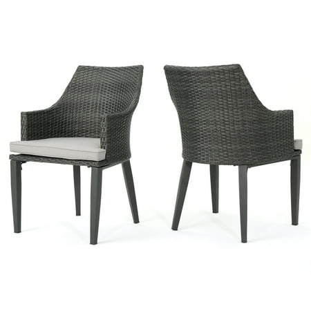 Hillcrest Outdoor Wicker Dining Chairs With Weather Resistant Hillcrest Outdoor Wicker Dining Chairs With Weather Resistant Cushions Set Of 2 Grey And Light