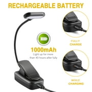 Anpro 2 Pack Rechargeable Book Light, Clip On Reading Light for Bed, 6 LED, 3 Colors & Brightness, 40H Battery, Eye-Caring Flexible Gooseneck Book Lamp