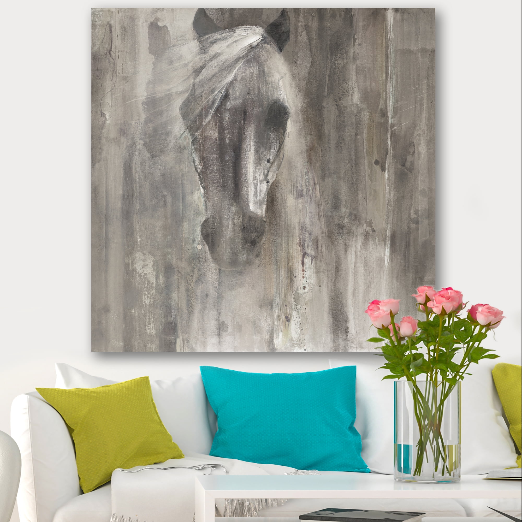 Designart 'Farmhouse Horse' Modern Farmhouse Canvas Artwork