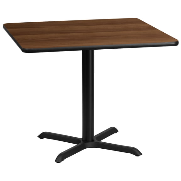 Emma Oliver 36" Square Walnut Laminate Table Top with 30"x30" Base