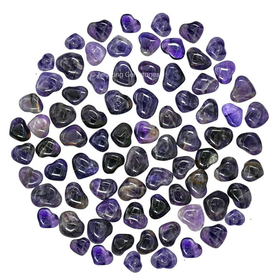 Amethyst Stone Heart - Pack of 10 Crystal Heart Stones