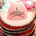 thumbnail image 6 of AnuirheiH Party Cowboy Hat,Pink Crown Cowgirl Hat,Blinking Shining Tiara Decorated Cowgirl Hat,Cowboy Christmas Holiday Party Costume Accessories, 6 of 6