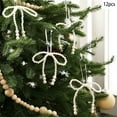 thumbnail image 4 of Rdhnmea 12Pcs Christmas Pearl Bow Ornaments Set White Small Hanging Christmas Tree Decorations for Home Holiday Xmas Decor, 4 of 7