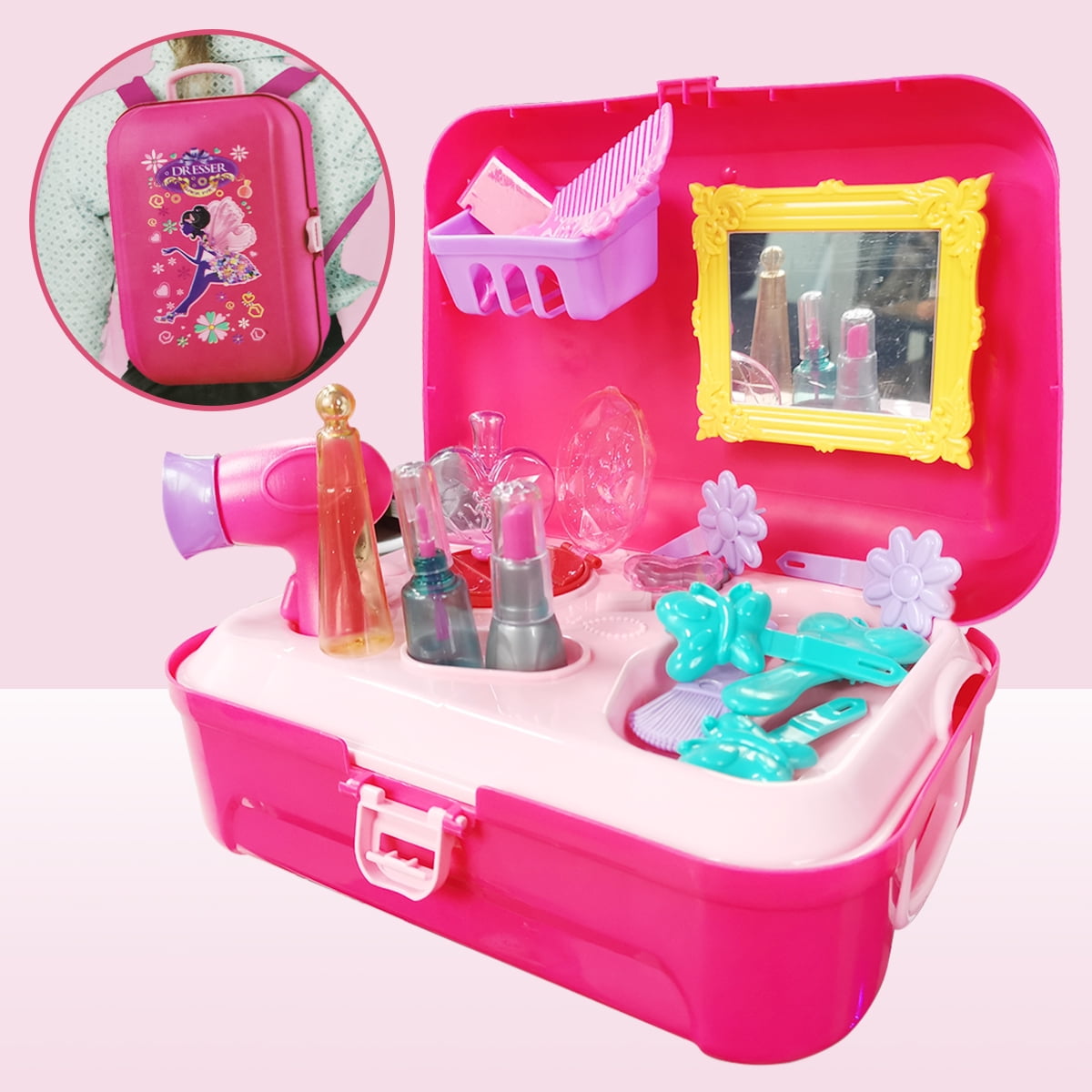 21 Pcs Beauty Hair Salon Toy Kit, Kids Toddlers Pretend Play Toy Makeup ...