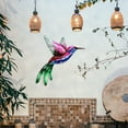 thumbnail image 4 of Decoración de pared de colibrí Escultura de arte de pared de pájaro Estatua de colibrí de metal colgante Púrpura, 4 of 9