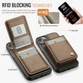 thumbnail image 6 of Compatible Magsafe 2 in 1 Detachable iPhone 13 Wallet Case with Card Holder Women Men,Magnetic PU Leather RFID Blocking Flip Kickstand Credit Slots Luxury Leather Case for iPhone 13, Brown, 6 of 12